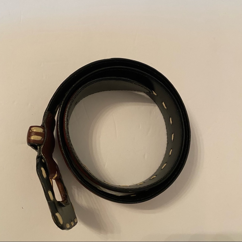 💎 GIVENCHY COUTURE BELT BROWN LEATHER CREAM STITCHING DESIGNER LUXURY SMALL Fit - Picture 14 of 14
